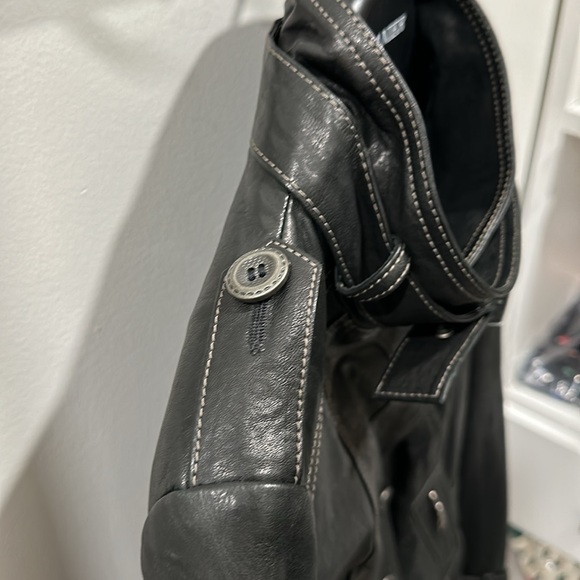 Never worn black military style leather jacket - Picture 4 of 12